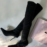 Suede like knee high sock boots