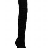 Suede like knee high sock boots