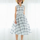 flocky check long shirt dress