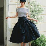 taffeta long flare skirt