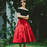 taffeta long flare skirt