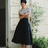 taffeta long flare skirt