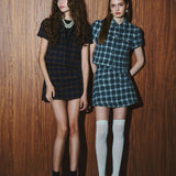 angora check tweed skort