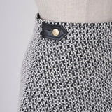 Leather combination tweed skort