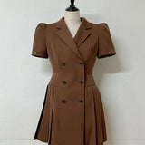 puff sleeve pleated jacket dress