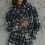 Mohair check short coat