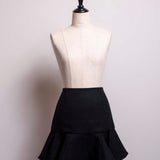 Stitched wool flare skirt