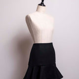 Stitched wool flare skirt