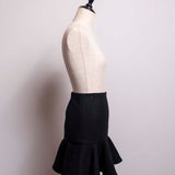 Stitched wool flare skirt