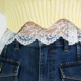 scallop design knit tops