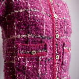 check tweed cardigan