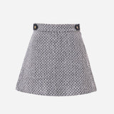 Leather combination tweed skort