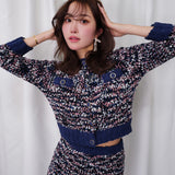 bicolor tweed knit cardigan