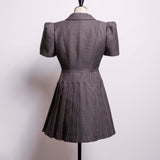 puff sleeve pleated jacket dress