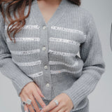 spangle stripe knit cardigan