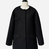 manteau mi-long en laine sans col