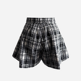 shiny check short pants