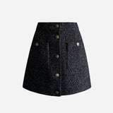 Glitter tweed button skirt