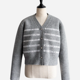 spangle stripe knit cardigan