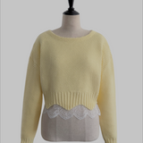 scallop design knit tops