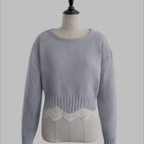 scallop design knit tops