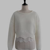 scallop design knit tops