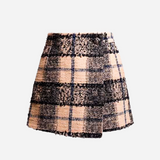 Tweed check wrap culotte