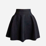 zipper knit flared mini skirt