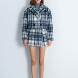 Mohair check short coat