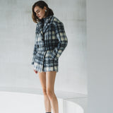 Mohair check short coat