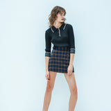 angora check tweed skort