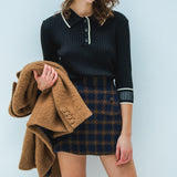 angora check tweed skort