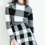 fringe gingham sweater