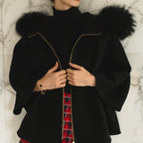 FOX fur cape coat