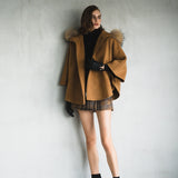 FOX fur cape coat