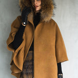 FOX fur cape coat